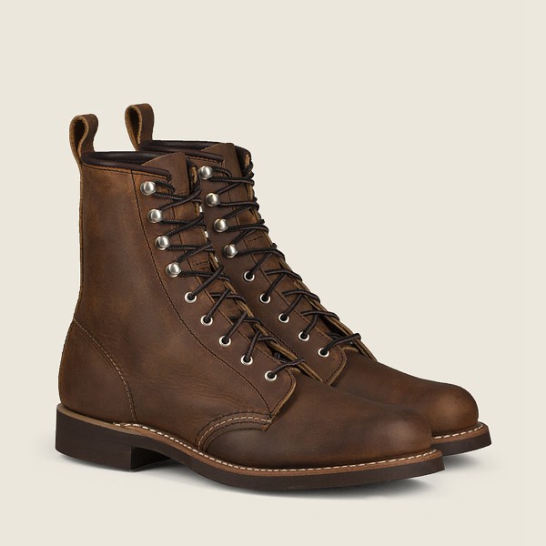 Red Wing Womens Heritage Boots - Silversmith - Short Rough & Tough Leather - Brown - XTE768023